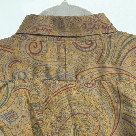 Lauren Ralph Lauren Paisley Cotton Button Down Shirt Brown Green M Heritage Prep - Picture 12 of 17
